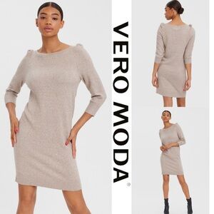 VERO MODA VMDOFFY Short Knitted Boat Neck  Knee Length DRESS Size S